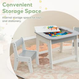 GOFLAME Kids Art Table & Chairs Set Toddler Activity Wooden Play Table Set With Storage