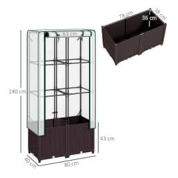 Plastic Raised Garden Planter with Trellis, Drainage Holes, 80 X 40 X 140 cm