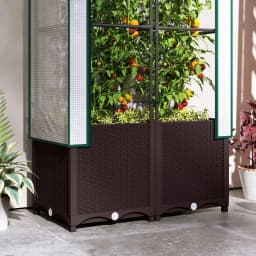 Plastic Raised Garden Planter with Trellis, Drainage Holes, 80 X 40 X 140 cm