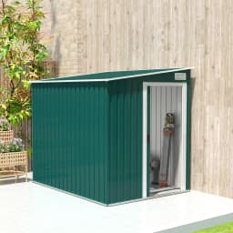 7 X 5ft Lean to Metal Garden Shed with Foundation Sliding Doors 2 Vents Green