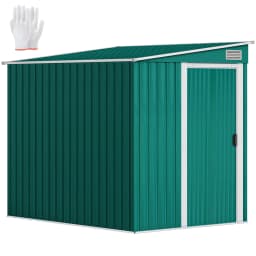 7 X 5ft Lean to Metal Garden Shed with Foundation Sliding Doors 2 Vents Green