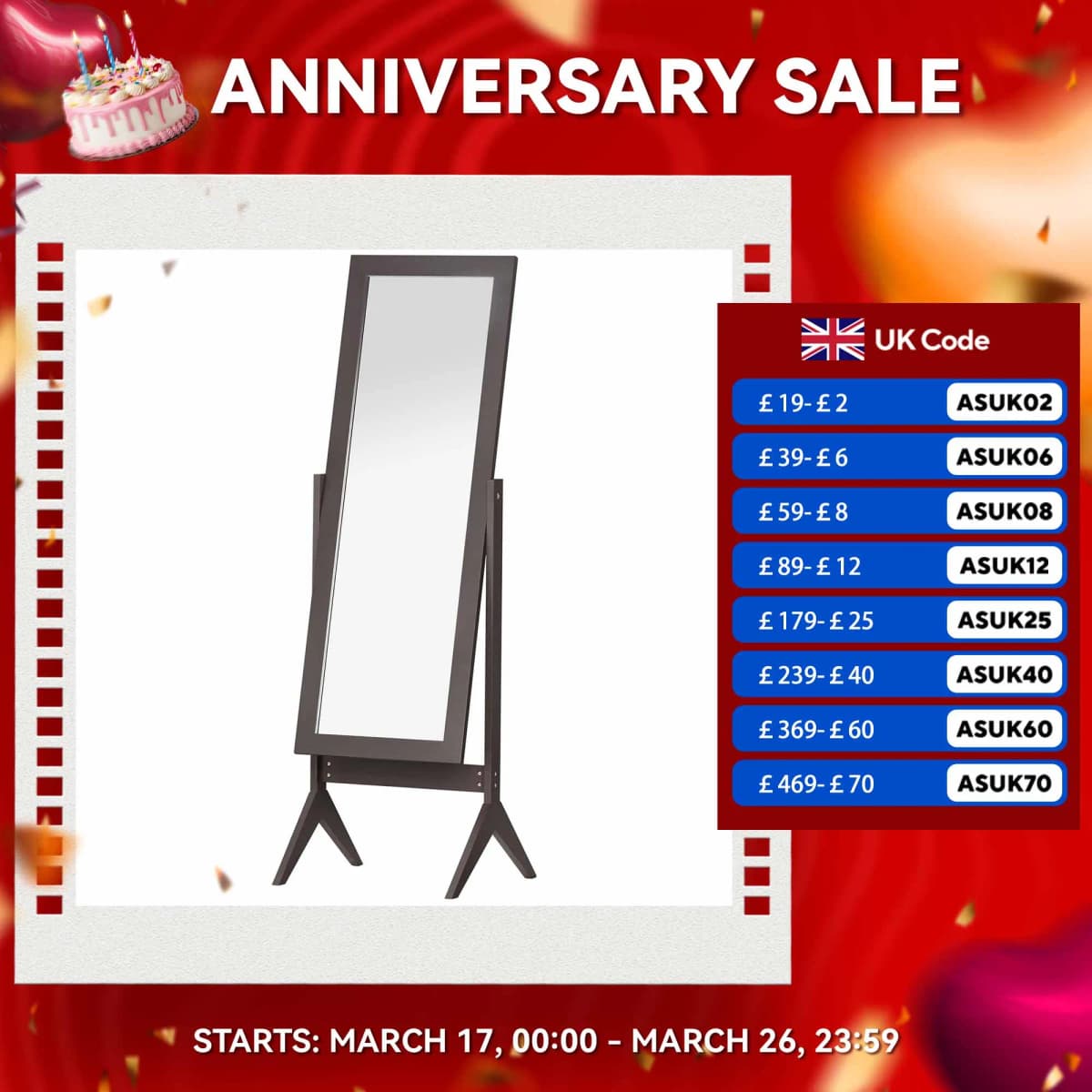 HOMCOM Freestanding Dressing Mirror 148x47cm Adjustable Angle Dark Brown Frame