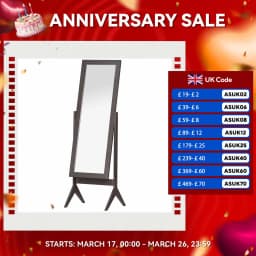 HOMCOM Freestanding Dressing Mirror 148x47cm Adjustable Angle Dark Brown Frame