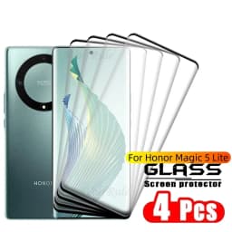 4PCS For Honor Magic 5 Lite Glass Honor Magic 5 Lite Tempered Glass 9H HD Full Curved Screen Protector Huawei Honor Magic 5 Lite