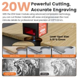 Smart Desktop Class 1 Industry Engraving Machine Touch Screen 20W AlgoLaser Alpha MK2 Laser Cutter For Wood Acrylic ABS MDF