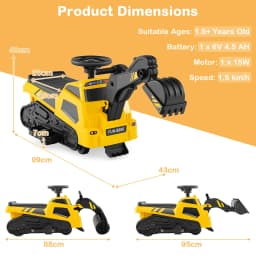 DORTALA 3-in-1 Ride on Tractor Electric Toy Excavator Bulldozer w/ Adjustable Arms
