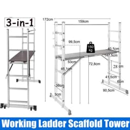 Aluminium Working Ladder Step Platform Multi Purpose Scaffold Tower 3 IN 1 Folding Working Scaffold Scaffolding Platform Ladder