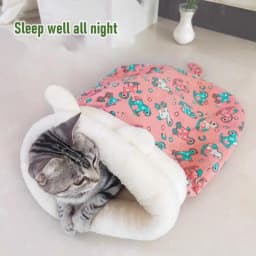 Cat Sleeping Bag Bed With Tail Comfortable Pet Snuggle Sack Thickened Winter Warm Cozy Calming Cat Bed Pet Supplies
