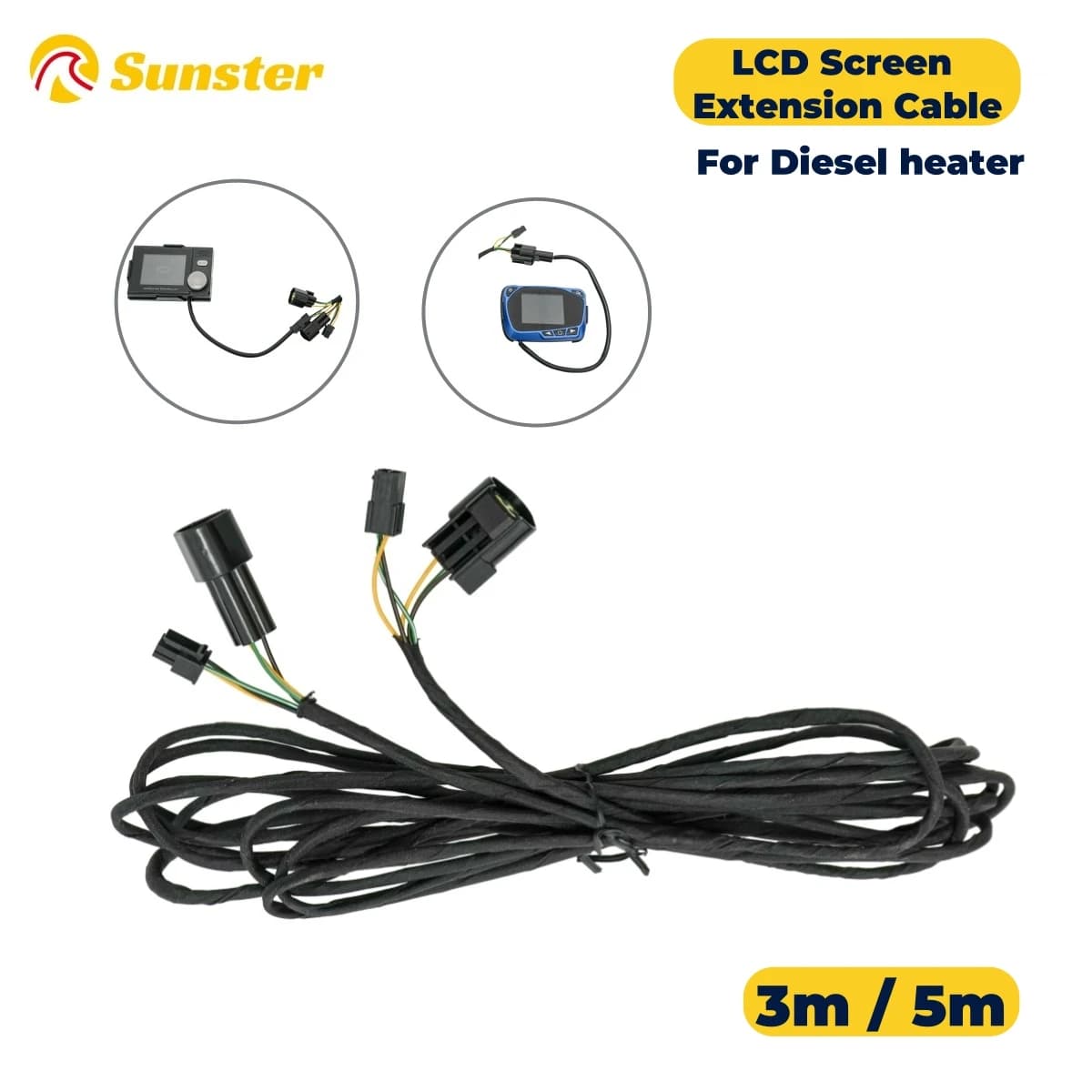 1pcs Car LCD Switch Extension Cable 3m/5m 12V Diesel Heater LCD Screen Extension Cable For 5kw 2kw 8kw Diesel Heater