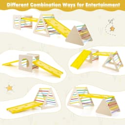 DORTALA Set of 5 Toddler Triangle Climber 6-in-1 Toddler Wooden Toys-Colorful