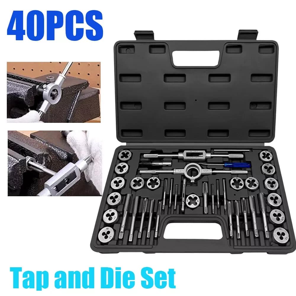 40PCS Tap and Die Set Split Dies Metric Thread Repair Wrench Holder M3 - M12 Nut Bolt with Tap Wrench Screw