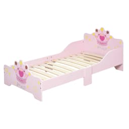 HOMCOM Kids Toddler Bed Princess Crown Theme Safety Side Rails Slats Home Bedroom Furniture 3-6 Yrs Pink 143 x 73 x 60 cm