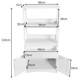 GOFLAME Bathroom Floor Cabinet Wooden Tall Storage Cupboard Freestanding 2 Open Shelves