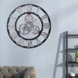 Livingandhome 58cm Industrial Large Retro Silent Wall Clock for Home Decor