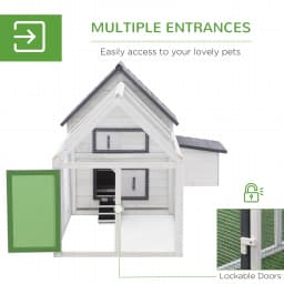 PawHut Chicken Coop with Run Wooden Hen House Pet Poultry Coops Cages with Nesting Box 166 x 124 x 112cm