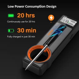 INKBIRD WiFi Meat Thermometer, 5mm Ultra Thin Probe, Bluetooth 5.4, 26 Preset Menus, IP67 Waterproof, Perfect for BBQ Meat Party