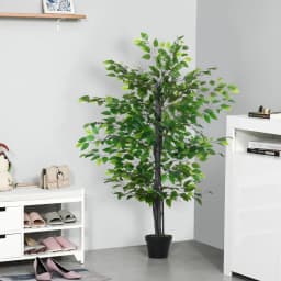 Outsunny 145cm Artificial Banyan Plant Faux Decor Tree w/ Pot Indoor Outdoor