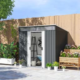 6.5 X 4ft Lockable Metal Garden Shed with Foundation Kit Sliding Doors Grey