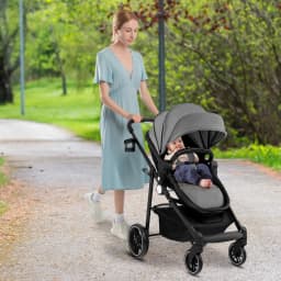 DORTALA 2 in 1 Baby Stroller Foldable Pushchair Reversible Seat With Adjustable Canopy