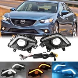 LED DRL For Mazda6 Atenza 2014 2015 2016 Daytime Running Light Driving Fog Lamp With Turn Signal Front Bumper Indicator Daylight