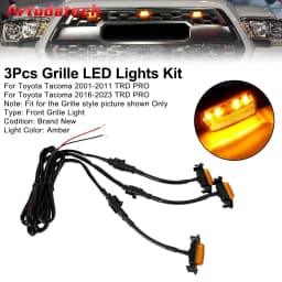 Artudatech 3PCS Front Bumper Hood Grille LED Lights Fit for Toyota Tacoma 01-11 16-23 TRD PRO