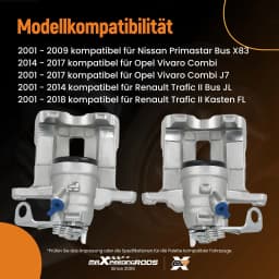 2x Brake Calipers Rear L & R for Vauxhall Vivaro Van for Renault Traffic for Nissan Primastar X83 01-14 4414622 4414623