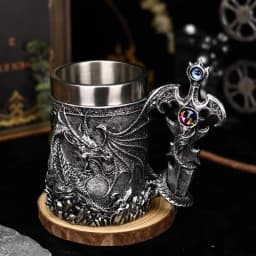 Dragons Coffee Mug 600ml Travel Mug With Medieval Dragon Pattern Vintage Coffee Mug For Beer Coffee Water Tea Hot Chocolate