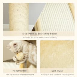 PawHut Cat Tree Scratching Scratcher Post Kitten Activity Centre Climber Hanging Ball