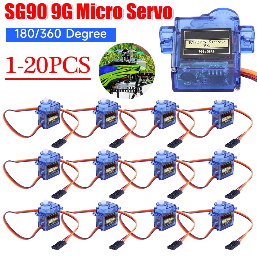 SG90 9G Micro Servo Motor for For RC Car Toy Airplane 180/360° Fixed Wing Micro Servo Motor for RC Helicopter Aircraft Airplane
