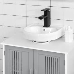 kleankin Bathroom Pedestal Under Sink Cabinet with Storage Shelf, 2 Doors, Grey