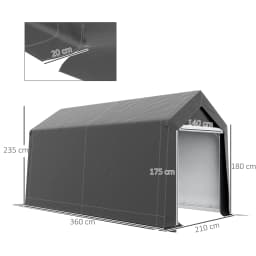 2.1 X 3.6(m) Garden Storage Shed, Waterproof and Heavy Duty Dark Grey