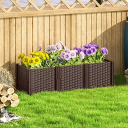 Plastic Raised Garden Bed, Modular Outdoor Planter Box for Flowers, Vegetables