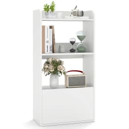 GOFLAME Bookcase with Drawer Freestanding Bookshelf w/ 3-Tier Open Shelf White