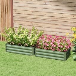 Galvanized Raised Beds for Garden Set of 2, Outdoor Elevated Planter Box, Green