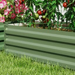 Galvanized Raised Beds for Garden Set of 2, Outdoor Elevated Planter Box, Green