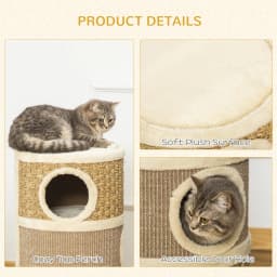 PawHut Cat Scratching Barrel Kitten Tree Climbing Frame Covered with Sisal and Seaweed Rope Cozy Platform Soft Plush
