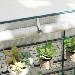 3 Tier Lean-To Mini Greenhouse with Green Hemmed Edging, White
