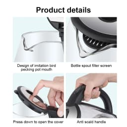 2L Larger Capacity Electric Kettle 220V Glass Tea Kettle Home Kitchen Water Heater EU/UK Plug Water Boiler