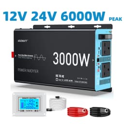U.K Plug Pure Sine Wave Power Inverter 3000W 6000W DC 12V To AC 240V Solar Panel Car RV Camping LCD Display Remote Control