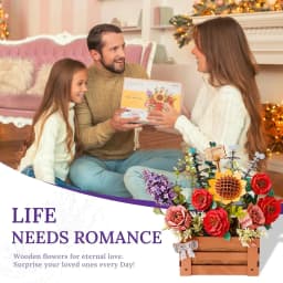 ROKR Flowers 3D Wooden Puzzle Artificial Bouquet Model Kits Wooden Puzzle Construction Kit Women Valentine's Day Birthday