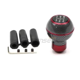 Gear Shift Knob 5 Speed Universal Car Manual Lever Stick Shifter Head Ball Wood Red Color / Red Carbon Fiber Style Aluminum Auto