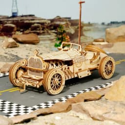 Robotime Rokr Movable 3D Puzzle Steam Train Car Jeep Wooden Model Building Block Kit Educational Assembly Toy for Children Adult