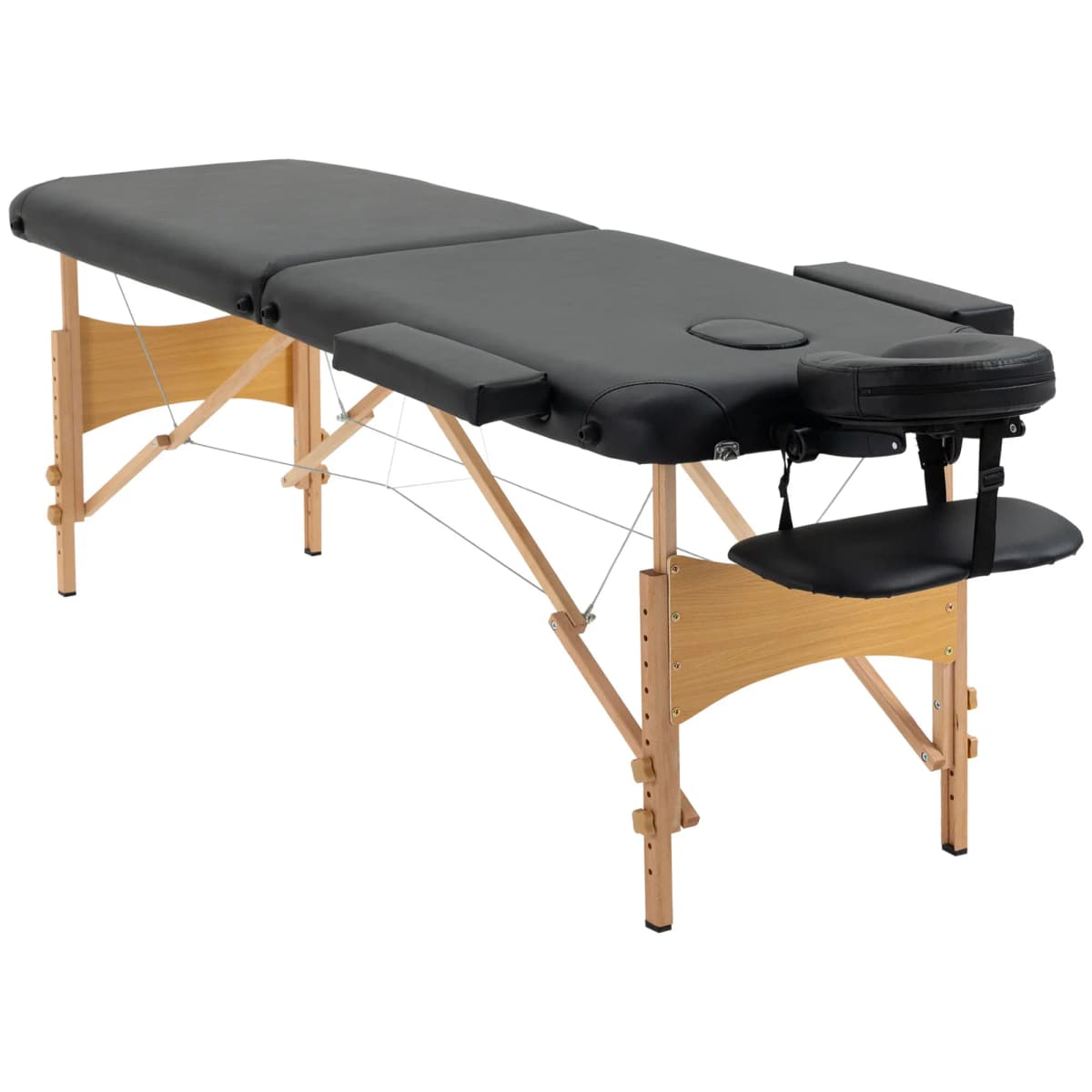 HOMCOM Wooden Folding Spa Beauty Massage Table w/ 2 Sections, Carry Bag