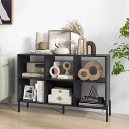 GOFLAME 6m³ Storage Bookcase 3-Tier Wooden Open Bookshelf with 5 Metal Legs & Adjustable Shelves Natural/Black/White