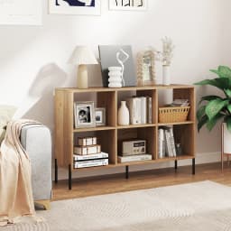 GOFLAME 6m³ Storage Bookcase 3-Tier Wooden Open Bookshelf with 5 Metal Legs & Adjustable Shelves Natural/Black/White