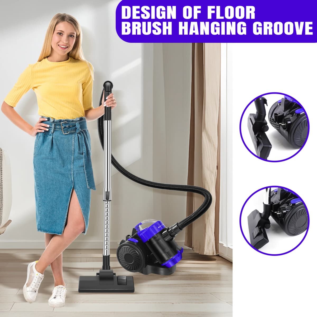 DayPlus Basics Cylinder Bagless Vacuum Cleaner with HEPA filter for Hardfloor, Carpet & Car, Compact & Lightweight, 3800W, 1.5L