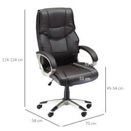 HOMCOM Executive Office Chair Faux Leather Computer Desk Chair w/ Wheel Brown