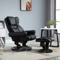 HOMCOM PU Leather Manual Reclining Armchair Footstool Padded Seat