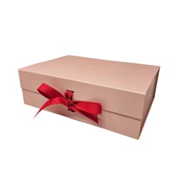 Wholesale A4 Size Rose Gold Folding Magnetic Gift Box with Changeable Ribbon