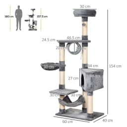 PawHut 150CM Cat Tree Tower Kittens Activity Stand House Scratching Posts